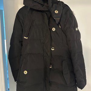 Black Michael Kors Puffer Jacket with Faux Fur Hood